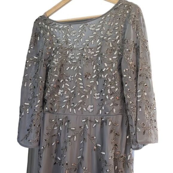 RAGA Icy Princes Gray Silver Beaded Sequined 3/4 Sleeves Dress Size M NWT - Picture 12 of 16
